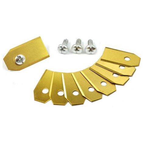Cuchillas para robot cortacésped, 9 piezas con tornillos, compatibles con cuchillas de repuesto con revestimiento de titanio, doradas, 35 × 18 × 0,75 mm (hoja recta convencional)