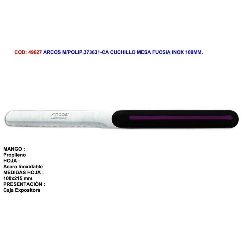 

arcos m-polip.373631-ca cuchillo mesa fucsia inox 100mm. - Mibricotienda