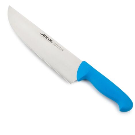 Cuchillo de carnicero Arcos Colour - Prof  296023 de acero inoxidable Nitrum y mango ergonómico de Polipropileno de color azul    y hoja de 25 cm, funda display