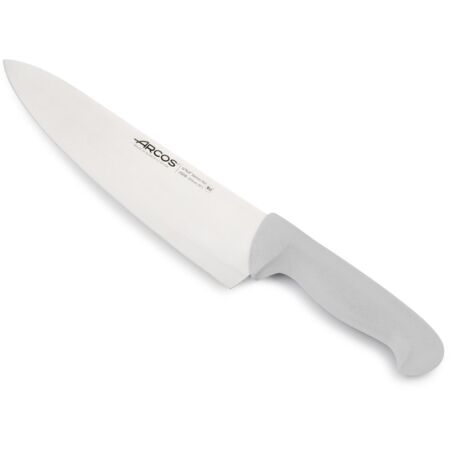 Cuchillo de cocinero Arcos 2900 - Prof  290824 de acero inoxidable Nitrum y mango ergonómico de Polipropileno de color blanco y hoja de 25 cm, funda display