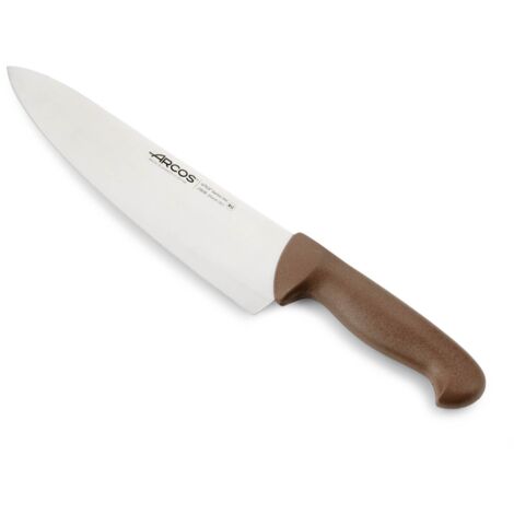Cuchillo de cocinero Arcos 2900 - Prof  290828 de acero inoxidable Nitrum y mango ergonómico de Polipropileno de color blanco y hoja de 25 cm, funda display