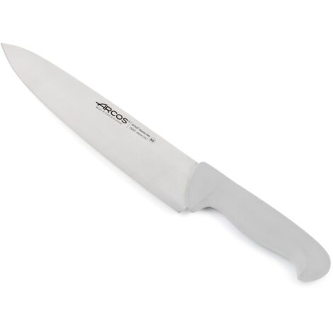 Cuchillo de cocinero Arcos Colour - Prof  292224 de acero inoxidable Nitrum y mango ergonómico de Polipropileno de color blanco y hoja de 25 cm, funda display