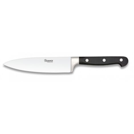 Cuchillo de Cocinero Martinez Albainox Negro con Mango De Polioximetileno y Hoja de Acero Inox de 15 cm, en Blister de presentación 17170