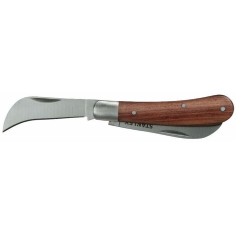 Cuchillo de electricista con 2 hojas - mango de madera - STHT0-62687