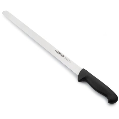 Cuchillo de fiambre Arcos Colour - Prof  293825  de acero inoxidable Nitrum y mango ergonómico de Polipropileno de color negro y hoja de 40 cm, funda display