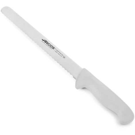 Cuchillo de pastelero Arcos Colour - Prof  295024  de acero inoxidable Nitrum y mango ergonómico de Polipropileno de color blanco y hoja de 25 cm, funda display