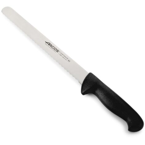 Cuchillo de pastelero Arcos Colour - Prof  295025  de acero inoxidable Nitrum y mango ergonómico de Polipropileno de color negro y hoja de 25 cm, funda display
