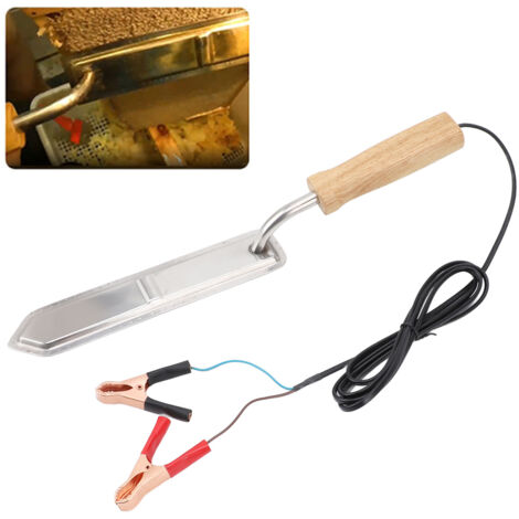 Cuchillo eléctrico para pelar miel – hierro fundido de baja temperatura, protección contra quemaduras – material compuesto de cobre y madera – 25,3 cm de longitud