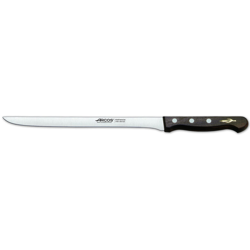 Image of Arcos - Coltello da prosciutto Palisandro 273200 in acciaio inox Nitrum e mango Palisandro in legno con lama di 24,5 cm, e lama di copertura