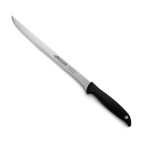 Cuchillo Jamonero Arcos Menorca 145600 de acero inoxidable Nitrum y mango de polipropileno con hoja de 24 cm en blíster
