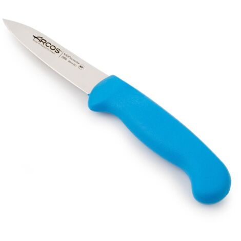 Cuchillo Mondador Arcos Colour - Prof  290023  de acero inoxidable Nitrum y mango ergonómico de Polipropileno de color azul y hoja de 8 cm, funda display
