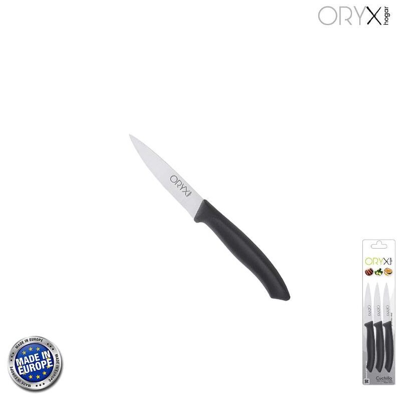 Oryx - cuchillo nuuk mondador hoja acero inoxidable 9 cm. negro (blister 3 piezas)