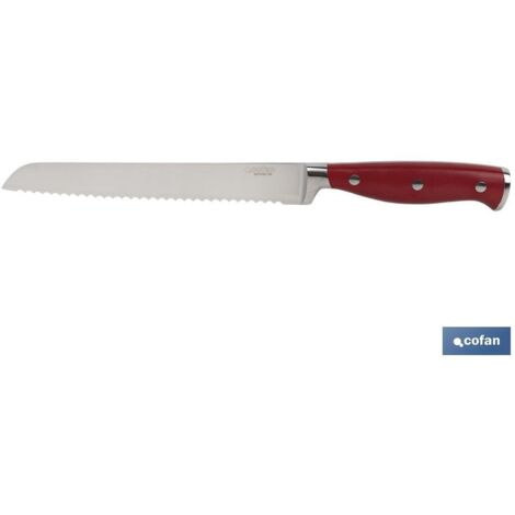 CUCHILLO PANERO HOJA 21cm MODELO AGUACEJO ROJO