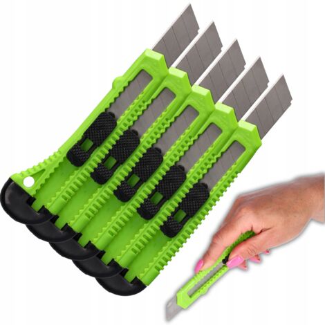 CUCHILLO PARA PAPEL PINTADO DE 18 mm CON CUCHILLAS DESMONTABLES, CUCHILLO PARA TAPICER脥A, 5 PIEZAS