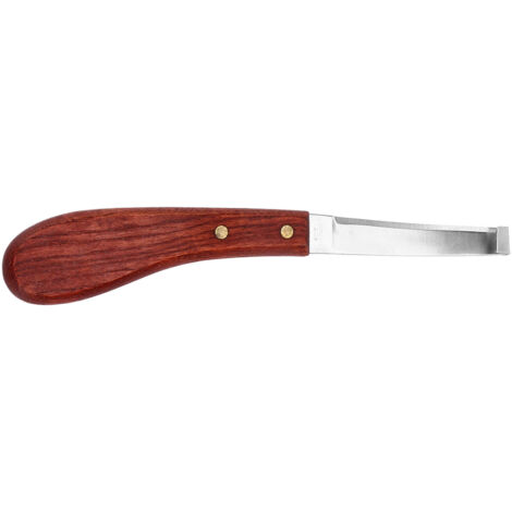 Cuchillo para pezuñas de caballo, herramienta para recortar pezuñas con mango de madera y hoja de acero inoxidable, para uso agrícola, de un solo filo, para diestros.