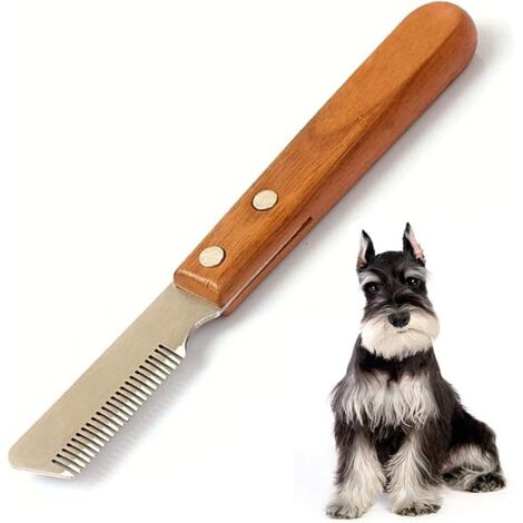 Cuchillo profesional para desenredar perros Aidiyapet con mango ergonómico de madera (mano derecha)