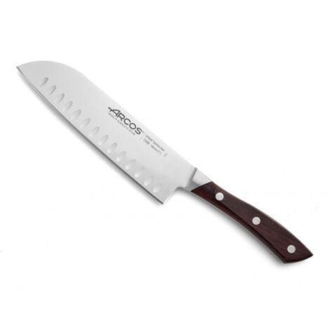 Cuchillo Santoku Arcos Natura 155810 de Acero Nitrum, Mango de Madera de Palisandro y 18 cm de Hoja en estuche