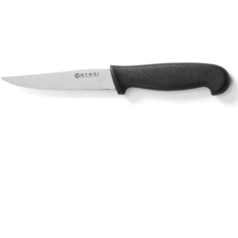 Cuchillo universal profesional con filo dentado, negro, homologado HACCP, 100 mm - Hendi 842102