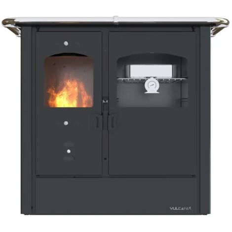 cucina a legna con forno vulcania "atena" nero 8,35 kw