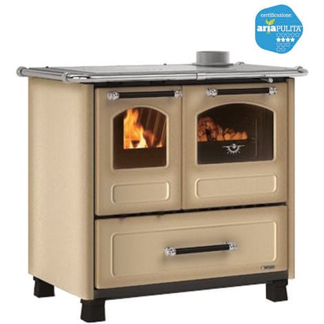 Cucina a legna family 7,5 kw cappuccino modello 4,5 - misure cm.96,4x64,2x85,3h. - peso kg.125