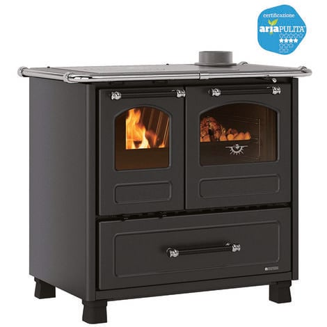 Cucina a legna family 7,5 kw nero antracite modello 4,5 - misure cm.96,4x64,2x85,3h. - peso kg.125