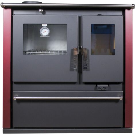 Cucina a Legna Verso CS Plus - 7,7 kW  Piastra Superiore in Metallo, Forno in Acciaio Inox, Pannelli Laterali Verniciati Bordo e Uscita Fumi a Sinistra