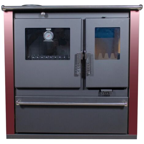 Cucina a Legna Verso CS Plus - 7,7 kW  Piastra Superiore in Metallo, Pannelli Laterali Verniciati Bordo, Design Funzionale e Uscita Fumi a Sinistra