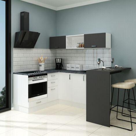 Cucina angolare 180x160 con penisola reversibile colore bianca e nera Matera