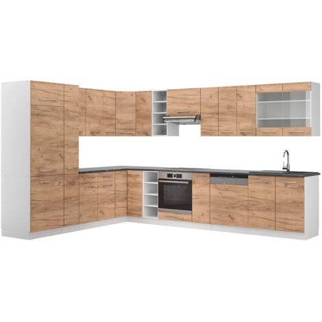 CUCINA angolare „Fame-Line“ 287x227cm quercia/bianco lucido Vicco