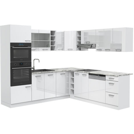 CUCINA angolare „Fame-Line“ 287x227cm quercia/bianco lucido Vicco