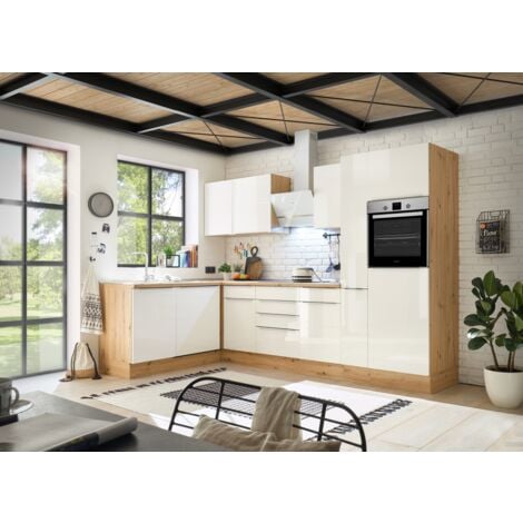 Cucina Angolo Cottura Cucina ad Angolo Marleen Premium 310 cm Bianco Artigianale Rovere Respecta