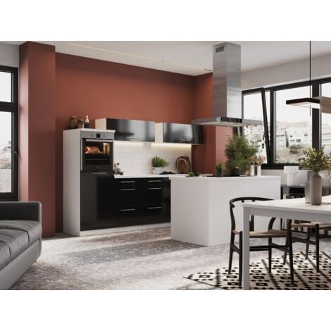 Cucina Angolo cottura Cucina ad isola Bianco Nero Amanda 280 cm Respecta Premium