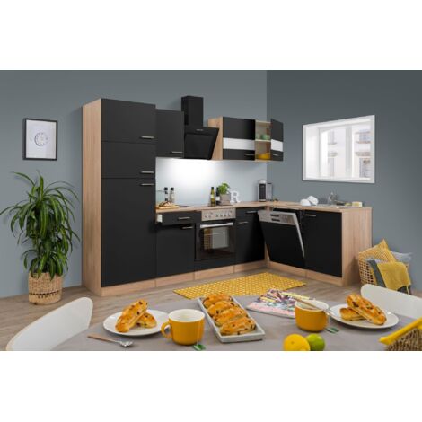 Cucina blocco cucina blocco cucina ad angolo rovere nero merle 280x172cm Respecta