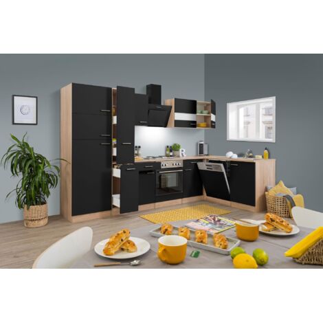 Cucina blocco cucina blocco cucina ad angolo rovere nero merle 310x172cm Respecta