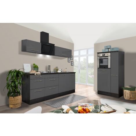 Cucina Blocco cucina Blocco cucina Bianco Grigio Amanda 300 cm Respekta Premium