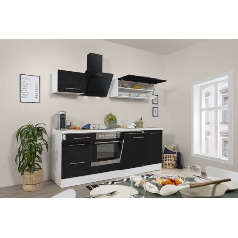 Cucina Blocco cucina Blocco cucina Bianco Nero Amanda 220 cm Respekta Premium