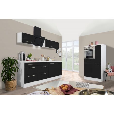 Cucina Blocco cucina Blocco cucina Bianco Nero Amanda 300 cm Respekta Premium