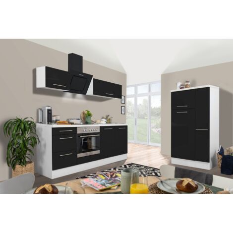 Cucina Blocco cucina Blocco cucina Bianco Nero Amanda 300 cm Respekta Premium