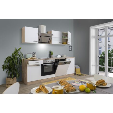 Cucina blocco cucina blocco cucina componibile rovere bianco Merle 220 cm Respecta