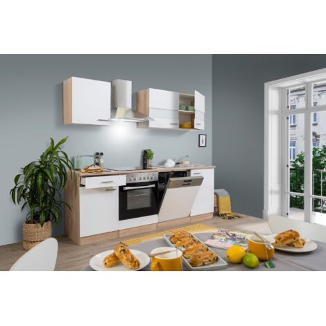 Cucina blocco cucina blocco cucina componibile rovere bianco Merle 220 cm Respecta
