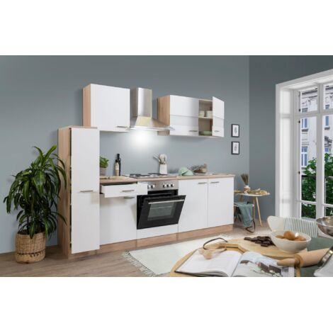 Cucina blocco cucina blocco cucina componibile rovere bianco Merle 240 cm Respecta