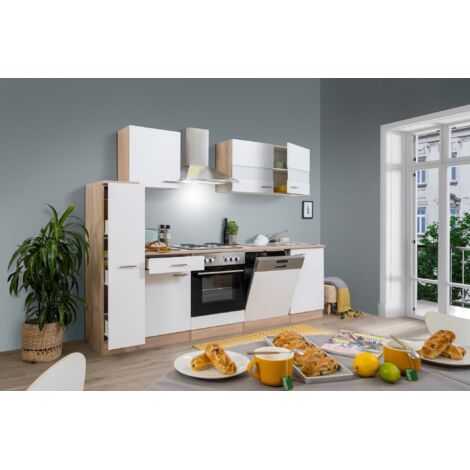 Cucina blocco cucina blocco cucina componibile rovere bianco Merle 250 cm Respecta