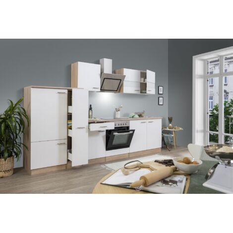 Cucina blocco cucina blocco cucina componibile rovere bianco Merle 300 cm Respecta