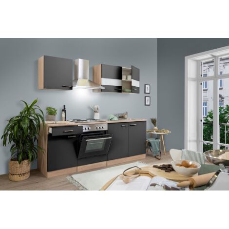 Cucina blocco cucina blocco cucina componibile rovere grigio merle 210 cm Respecta