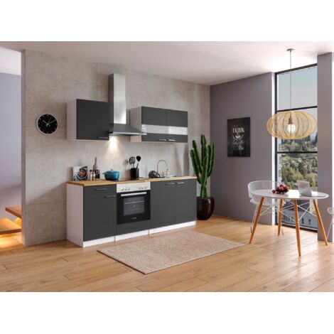 Cucina blocco cucina blocco cucina componibile rovere grigio merle 210 cm Respecta