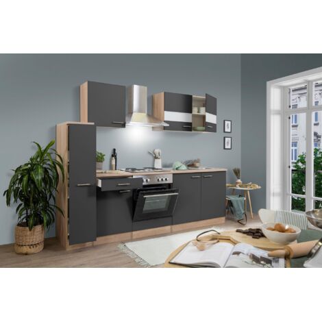 Cucina blocco cucina blocco cucina componibile rovere grigio merle 240 cm Respecta