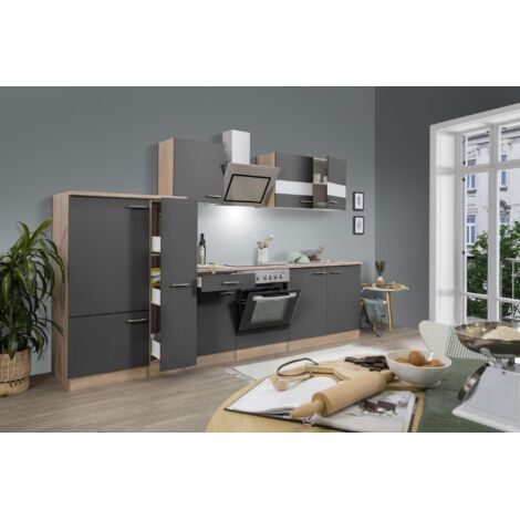 Cucina blocco cucina blocco cucina componibile rovere grigio merle 300 cm Respekta