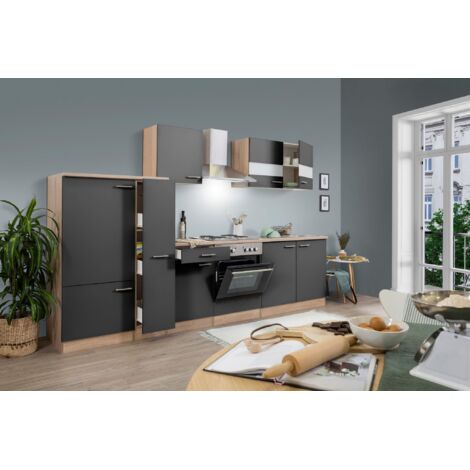 Cucina blocco cucina blocco cucina componibile rovere grigio merle 300 cm Respekta