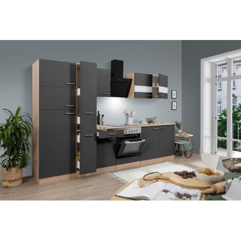 Cucina blocco cucina blocco cucina componibile rovere grigio merle 300 cm Respekta