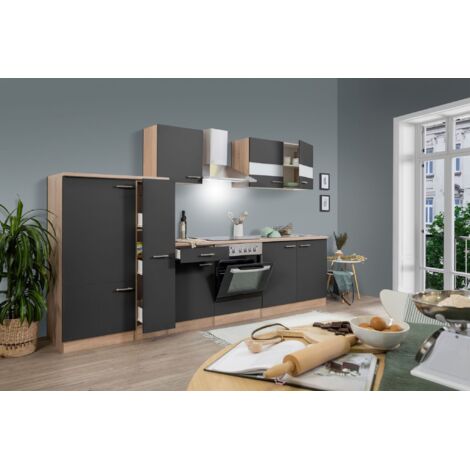 Cucina blocco cucina blocco cucina componibile rovere grigio merle 300 cm Respekta